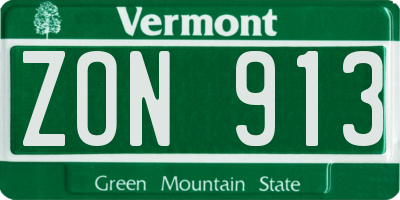 VT license plate ZON913