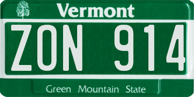 VT license plate ZON914