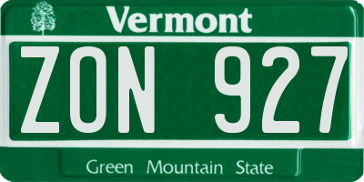 VT license plate ZON927
