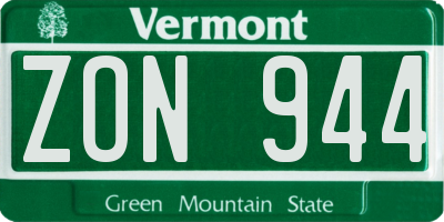 VT license plate ZON944
