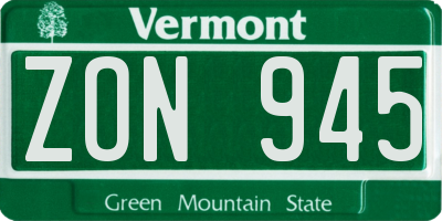 VT license plate ZON945