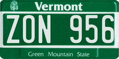 VT license plate ZON956