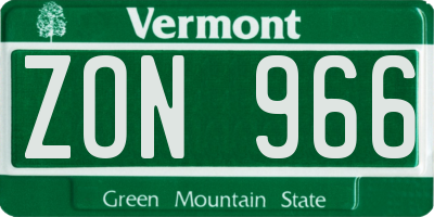 VT license plate ZON966