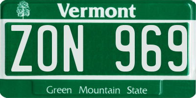 VT license plate ZON969
