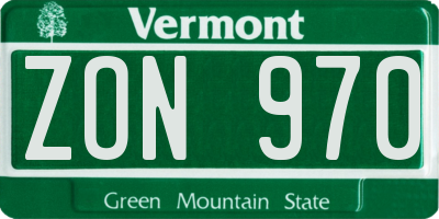 VT license plate ZON970