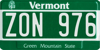 VT license plate ZON976