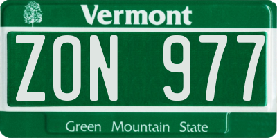 VT license plate ZON977