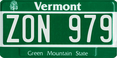 VT license plate ZON979