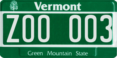 VT license plate ZOO003