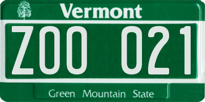 VT license plate ZOO021