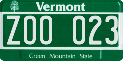 VT license plate ZOO023