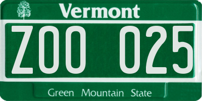 VT license plate ZOO025