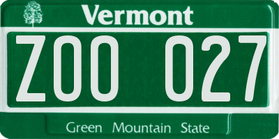 VT license plate ZOO027