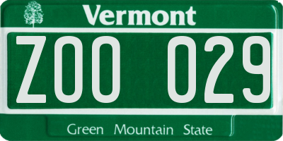 VT license plate ZOO029