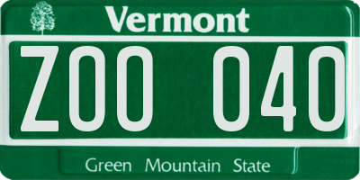 VT license plate ZOO040