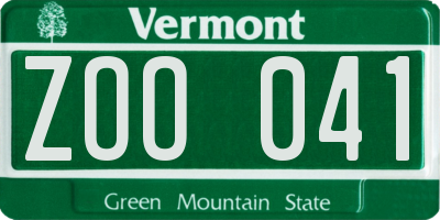 VT license plate ZOO041