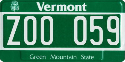 VT license plate ZOO059