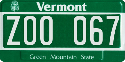VT license plate ZOO067