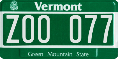 VT license plate ZOO077