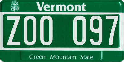 VT license plate ZOO097