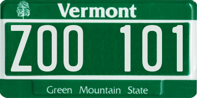 VT license plate ZOO101