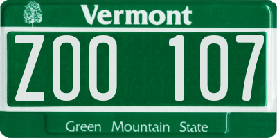 VT license plate ZOO107