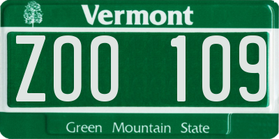 VT license plate ZOO109