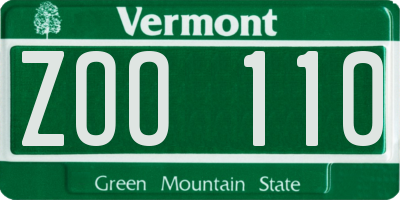 VT license plate ZOO110