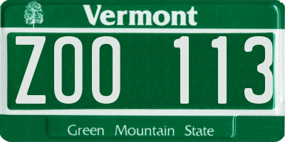 VT license plate ZOO113