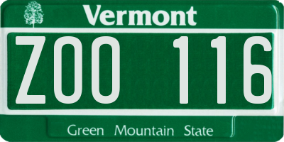 VT license plate ZOO116