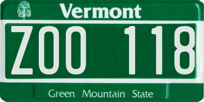 VT license plate ZOO118