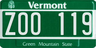 VT license plate ZOO119