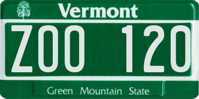 VT license plate ZOO120