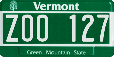 VT license plate ZOO127