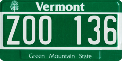 VT license plate ZOO136