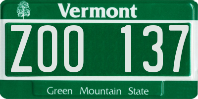 VT license plate ZOO137
