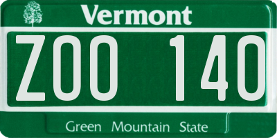 VT license plate ZOO140