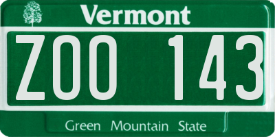 VT license plate ZOO143