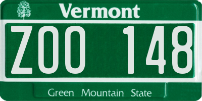VT license plate ZOO148