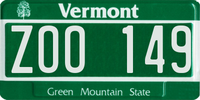 VT license plate ZOO149
