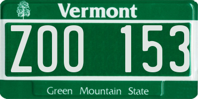 VT license plate ZOO153