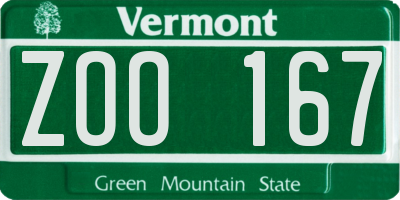 VT license plate ZOO167