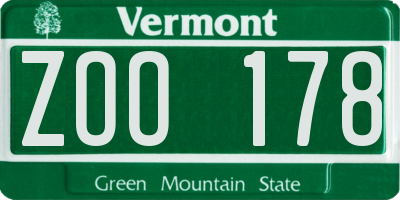 VT license plate ZOO178