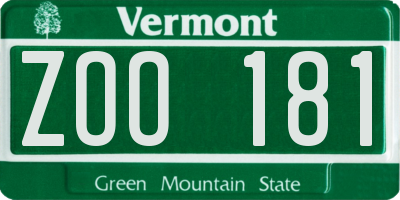 VT license plate ZOO181