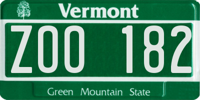 VT license plate ZOO182