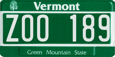 VT license plate ZOO189
