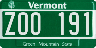 VT license plate ZOO191