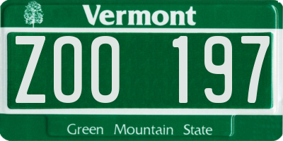 VT license plate ZOO197