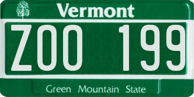 VT license plate ZOO199