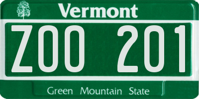 VT license plate ZOO201